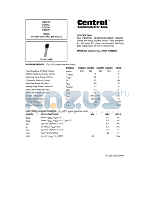 CQ92DT datasheet - Triac 12 Amp, 600 Volt Triac Chip