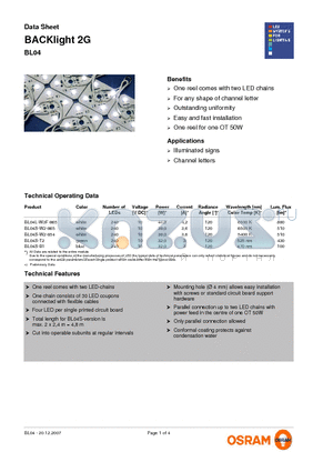 BL04L-W3F-865 datasheet - BACKlight 2G