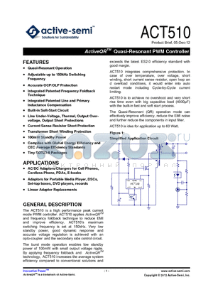 ACT510US-T datasheet - ActiveQR Quasi-Resonant PWM Controller