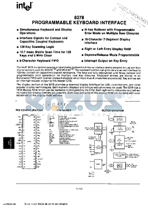 8278 datasheet - PROGRAMMABLE KEYBOARD INTERFACE