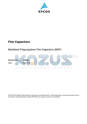 B32669B6105K000 datasheet - Metallized Polypropylene Film Capacitors (MKP)