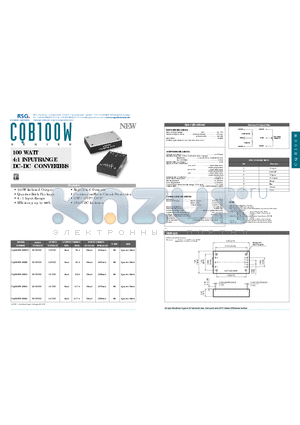 CQB100W-48S05 datasheet - 100 WATT 4:1 INPUT RANGE DC-DC CONVERTERS