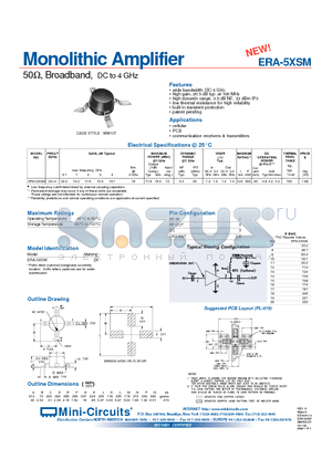 ERA-5XSM datasheet - Monolithic Amplifier 50OHM, Broadband, DC to 4 GHz