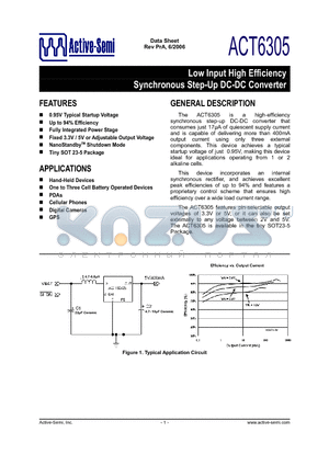 ACT6305UC datasheet - Low Input High Efficiency Synchronous Step-Up DC-DC Converter