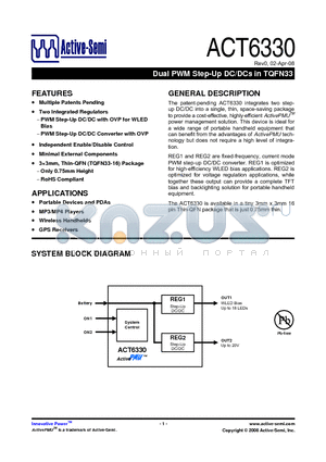 ACT6330_08 datasheet - Dual PWM Step-Up DC/DCs in TQFN33