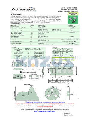ACT634SMX-2_12 datasheet - low cost, 2 pad, high quality, low aging 6x3.5mm SMD