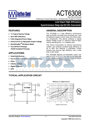 ACT6308UC-T datasheet - Low Input High Efficiency Synchronous Step-Up DC/DC Converter