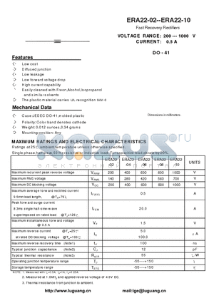 ERA22-02 datasheet - Fast Recovery Rectifiers