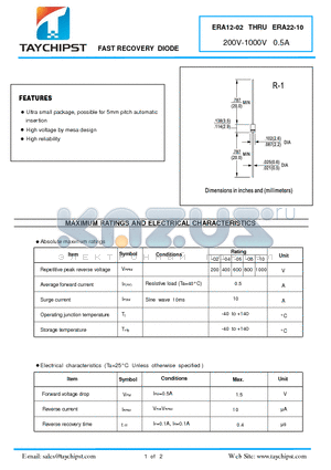 ERA12-06 datasheet - FAST RECOVERY DIODE