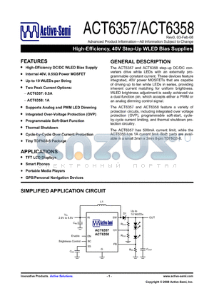 ACT6358NH-T datasheet - High-Efficiency, 40V Step-Up WLED Bias Supplies