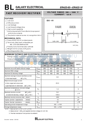 ERA22-08 datasheet - FAST RECOVERY RECTIFIER