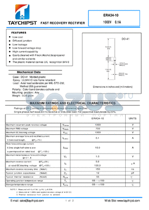 ERA34-10 datasheet - FAST RECOVERY RECTIFIER