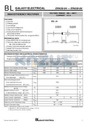 ERA38-04 datasheet - HIGH EFFICIENCY RECTIFIER