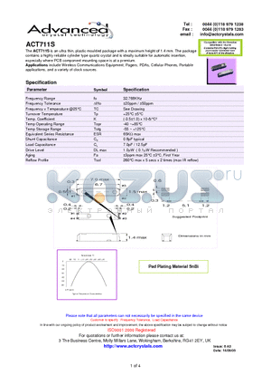 ACT711S datasheet - ultra thin, plastic moulded package with a maximum height of 1.4 mm.