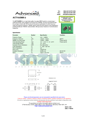 ACT753SMX-2 datasheet - 2 pad, high quality, low aging SMD