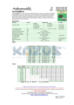 ACT753SMX-4_12 datasheet - 4 pad, high quality, low aging SMD Crystal in a ceramic base