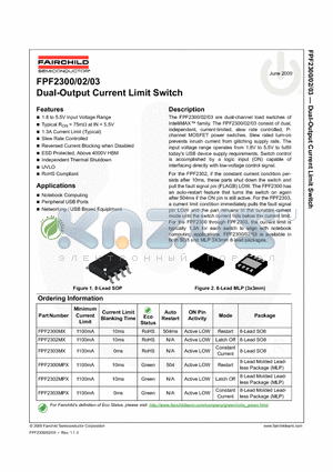 FPF2302MPX datasheet - Dual-Output Current Limit Switch