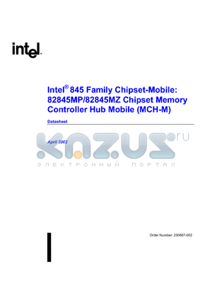 82845MP datasheet - Intel 845 Family Chipset-Mobile 82845MP/82845MZ Chipset Memory Controller Hub Mobile (MCH-M)