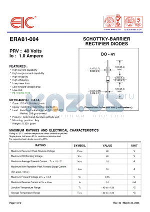 ERA81-004 datasheet - SCHOTTKY-BARRIER RECTIFIER DIODES