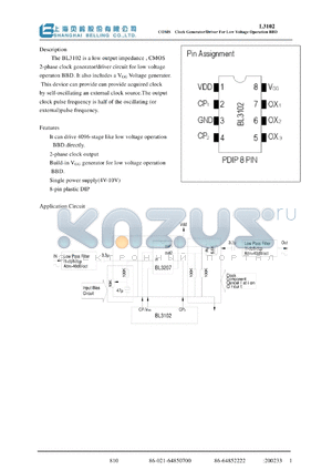 BL3102 datasheet - COMS Clock Generator/Driver For Low Voltage Operation BBD