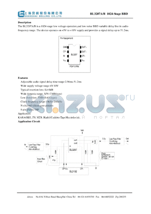 BL3207 datasheet - 024-stage low voltage operation,and low noise BBD variable delay line in audio