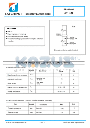 ERA82-004 datasheet - SCHOTTKY BARRIER DIODE