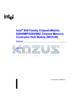 82845MX datasheet - Intel 845 Family Chipset-Mobile 82845MP/82845MZ Chipset Memory Controller Hub Mobile (MCH-M)