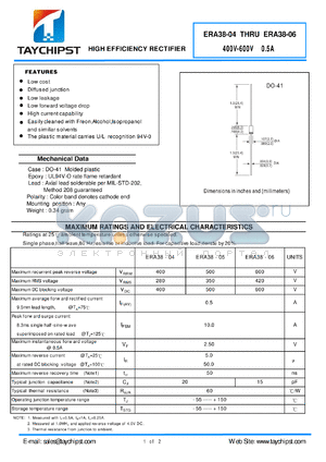 ERA38-06 datasheet - HIGH EFFICIENCY RECTIFIER