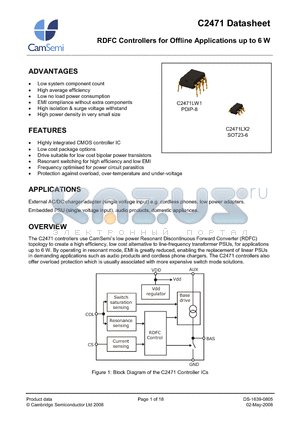 C2471LW1-T1 datasheet - RDFC Controllers for Offline Applications up to 6 W