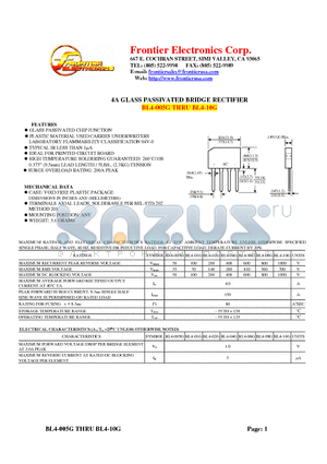 BL4-01G datasheet - 4A GLASS PASSIVATED BRIDGE RECTIFIER