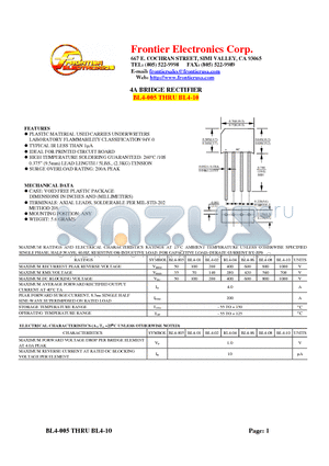 BL4-04 datasheet - 4A BRIDGE RECTIFIER