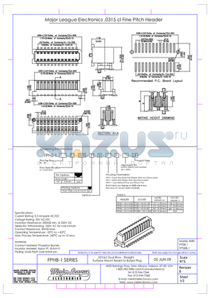 FPH8-1 datasheet - .0315cl Dual Row - Straight Surface Mount Board to Board Plug