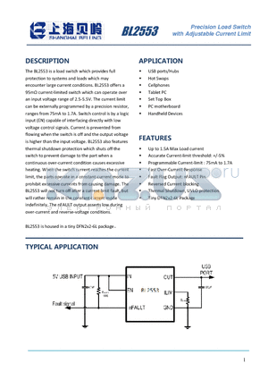 BL2553 datasheet - Precision Load Switch with Adjustable Current Limit