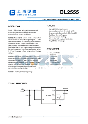 BL2555 datasheet - Load Switch with Adjustable Current Limit