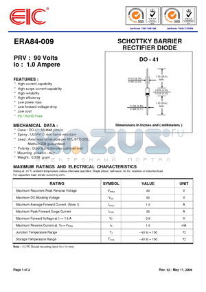 ERA84-009 datasheet - SCHOTTKY BARRIER RECTIFIER DIODE