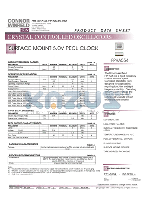 FPHA554-155.52M datasheet - SURFACE MOUNT 5.0V PECL CLOCK