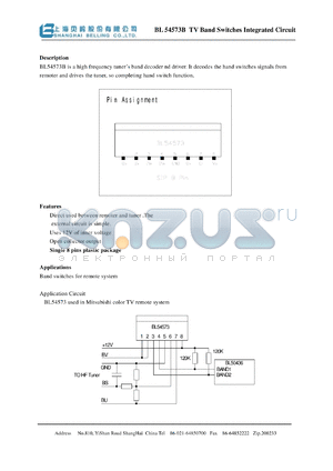 BL54573 datasheet - TV Band Switches Integrated Circuit