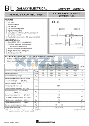 ERB12-06 datasheet - PLASTIC SILICON RECTIFIER