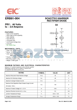 ERB81-004 datasheet - SCHOTTKY-BARRIER RECTIFIER DIODES
