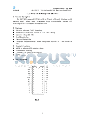 BL55028 datasheet - The BL55028 is a general LCD driver IC for 76 units LCD panel