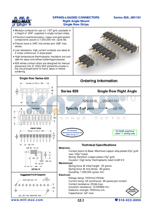 829 datasheet - SPRING-LOADED CONNECTORS