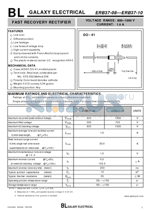 ERB37-10 datasheet - FAST RECOVERY RECTIFIER