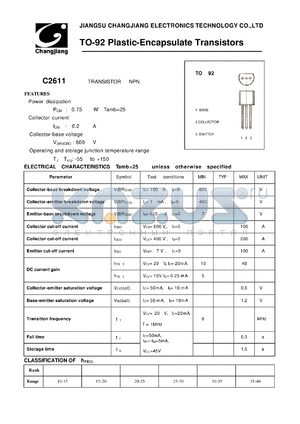 C2611-T0-92 datasheet - TRANSISTOR NPN 