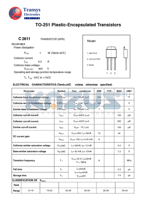 C2611 datasheet - Plastic-Encapsulated Transistors