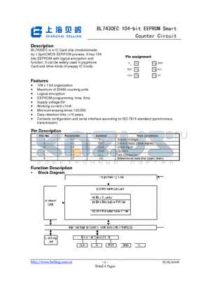 BL7430EC datasheet - It has 104bits EEPROM with logical encryption and function