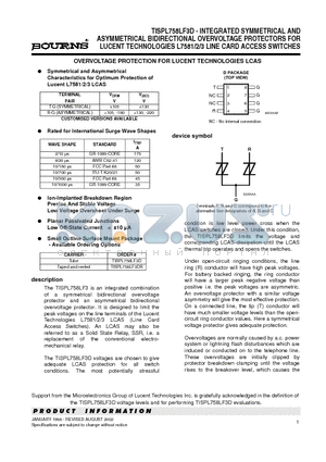 BL758L datasheet - INTEGRATED SYMMETRICAL AND ASYMMETRICAL BIDIRECTIONAL OVERVOLTAGE PROTECTORS FOR LUCENT TECHNOLOGIES L7581/2/3 LINE CARD ACCESS SWITCHES