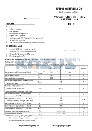ERB43-04 datasheet - Fast Recovery Rectifiers
