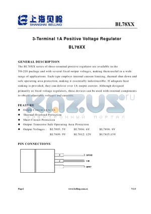 BL78XX datasheet - 3-Terminal 1A Positive Voltage Regulator