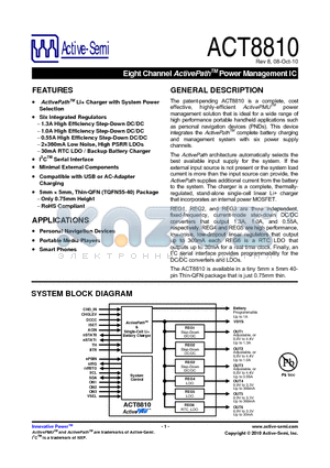 ACT8810QJ1C1-T datasheet - Eight Channel ActivePath Power Management IC