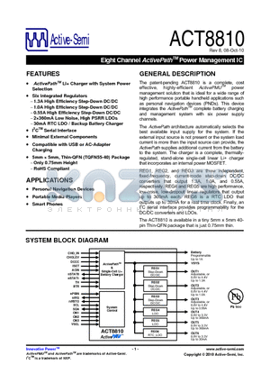 ACT8810QJ213-T datasheet - Eight Channel ActivePath Power Management IC